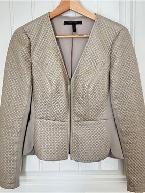 Pearson Taupe Quilted Zip-Front Women's Blazer